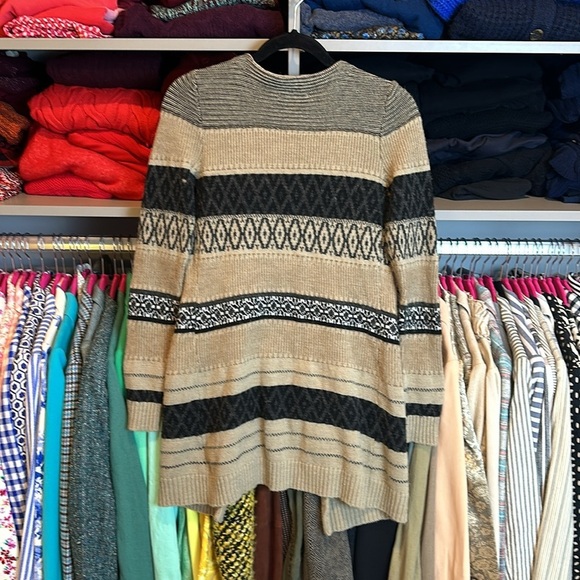 Maurices tan an black print long sleeve open front cardigan size S​ - Picture 3 of 3